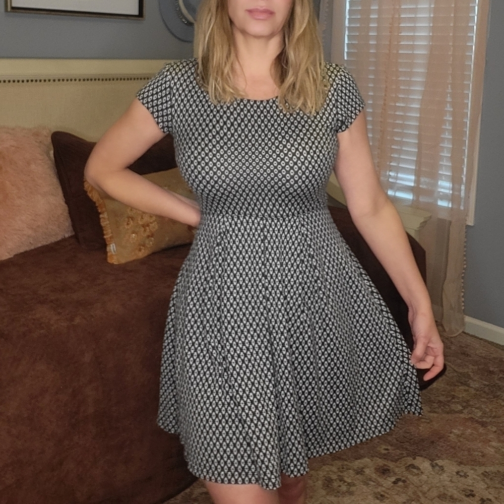 Maison Jules Black and White Pleated Dress